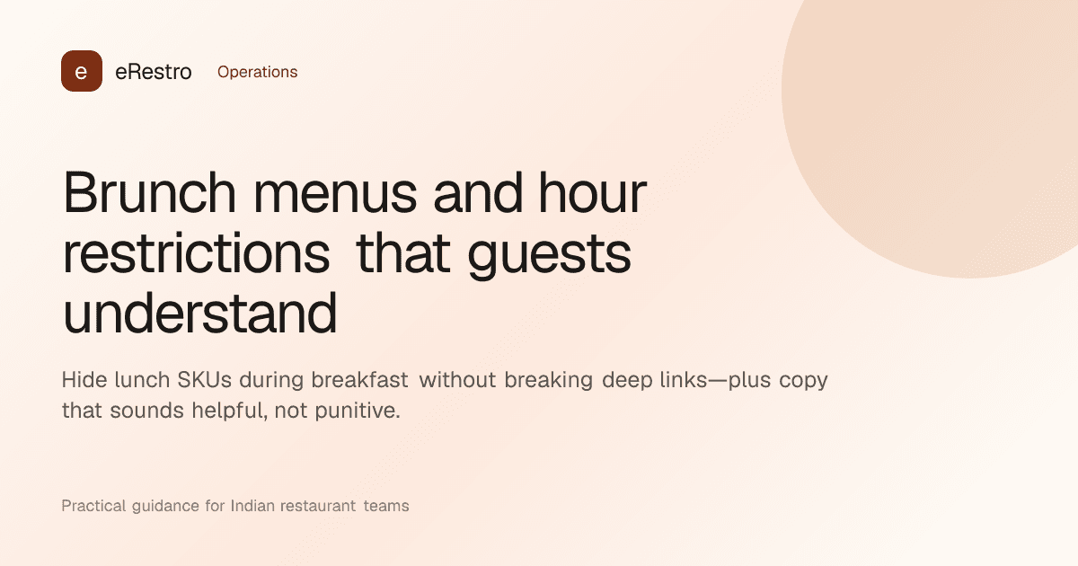 eRestro guide illustration: Brunch menus and hour restrictions that guests understand
