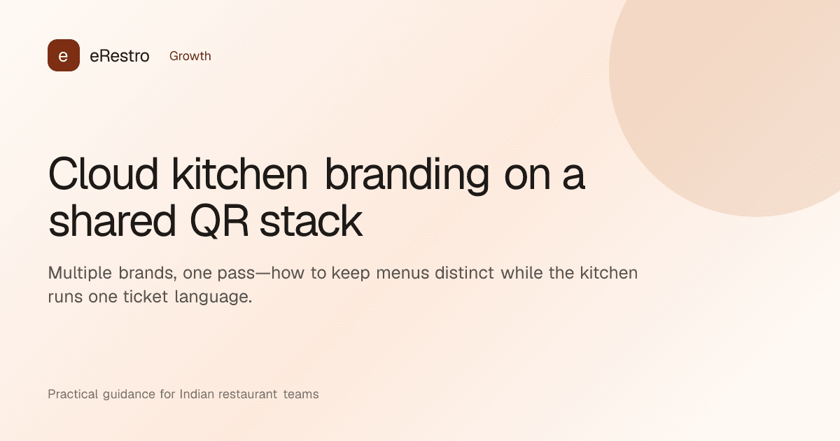 eRestro guide illustration: Cloud kitchen branding on a shared QR stack
