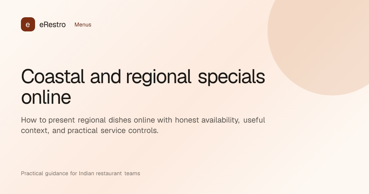 eRestro guide illustration: Coastal and regional specials online