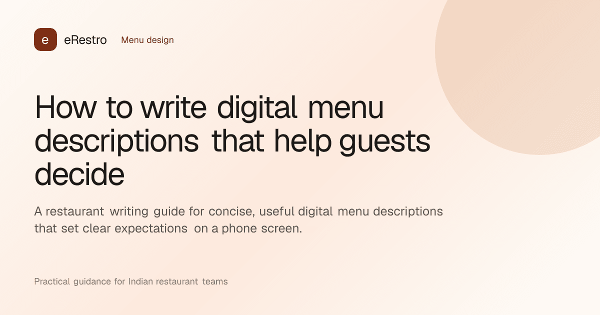 eRestro guide illustration: How to write digital menu descriptions that help guests decide