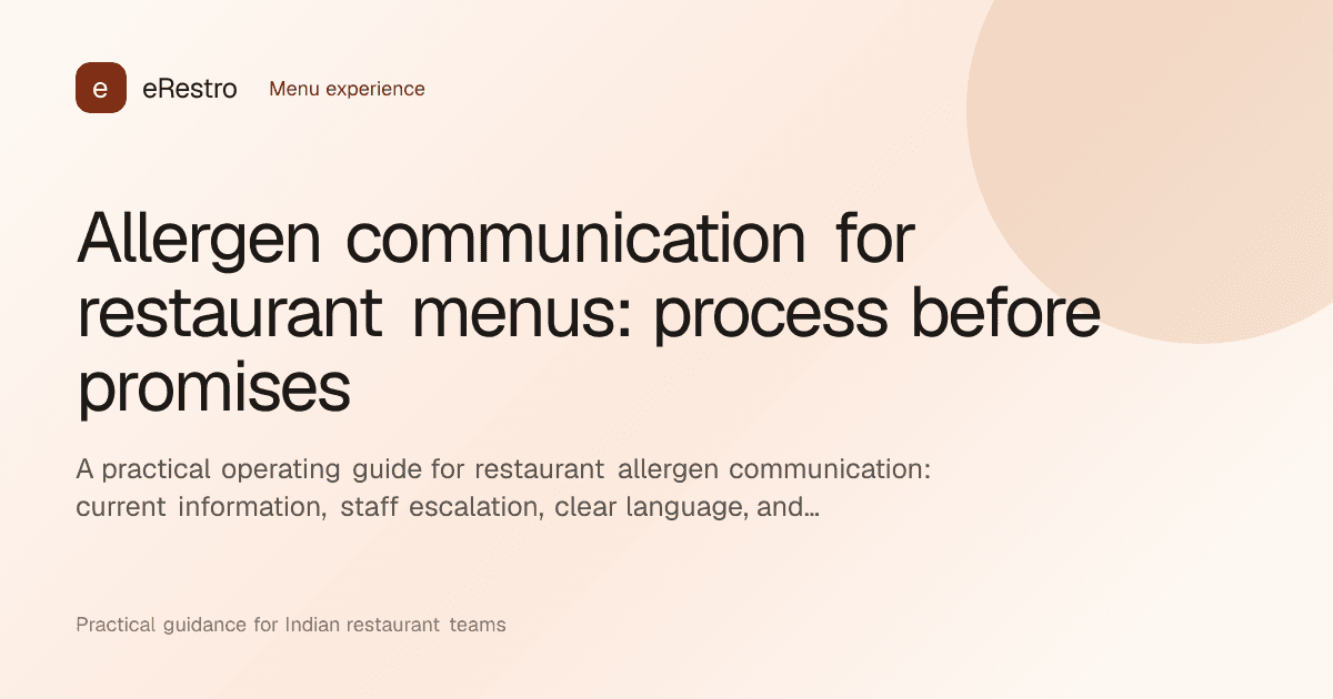 eRestro guide illustration: Allergen communication for restaurant menus: process before promises
