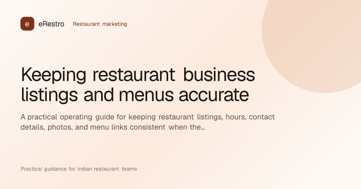 eRestro guide illustration: Keeping restaurant business listings and menus accurate