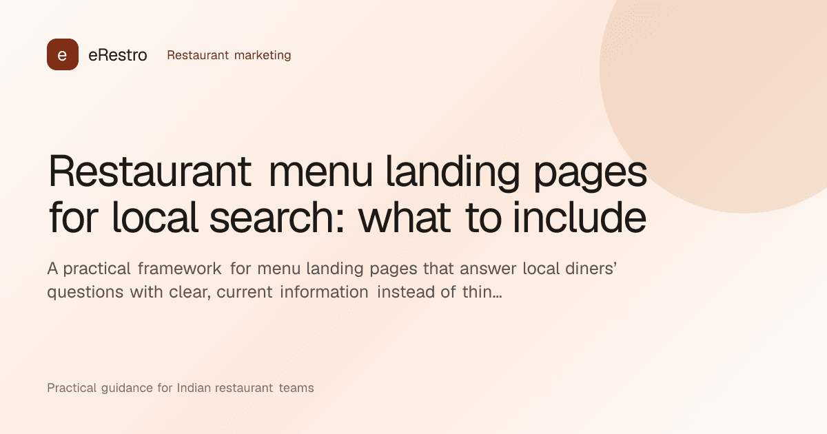 eRestro guide illustration: Restaurant menu landing pages for local search: what to include