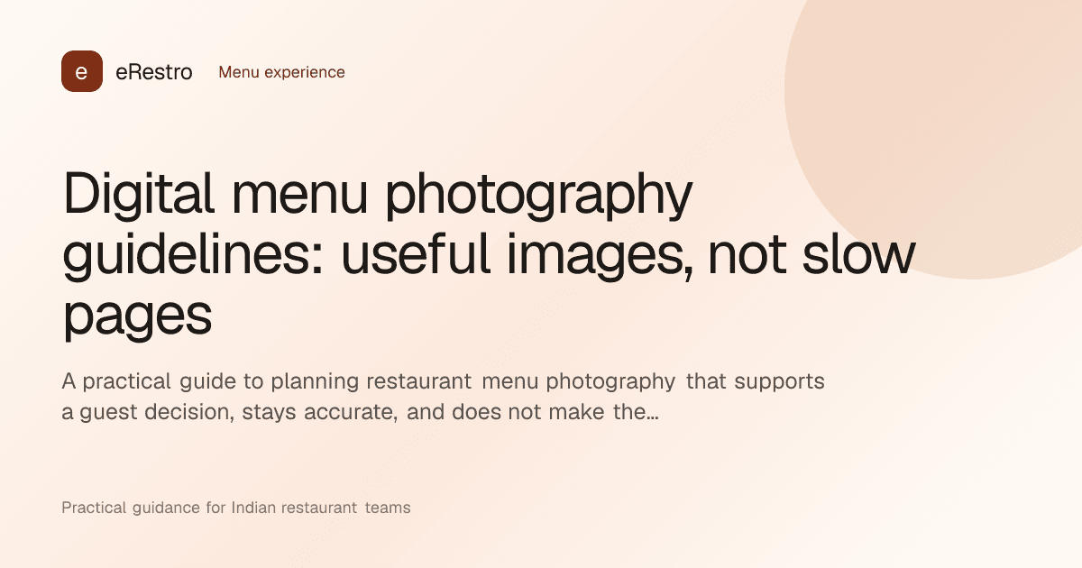 eRestro guide illustration: Digital menu photography guidelines: useful images, not slow pages