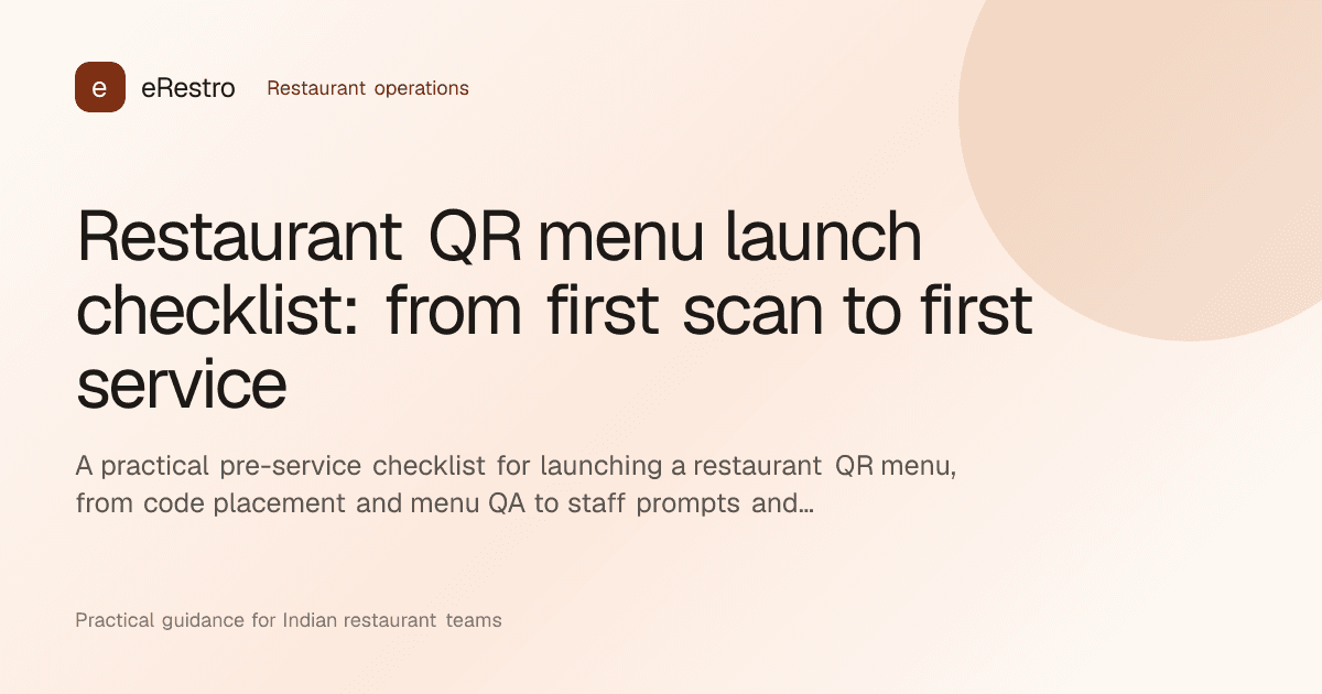 eRestro guide illustration: Restaurant QR menu launch checklist: from first scan to first service