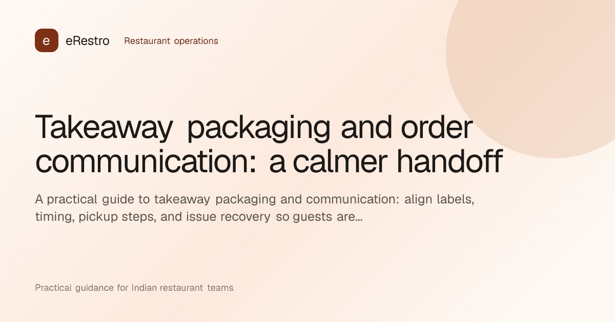 eRestro guide illustration: Takeaway packaging and order communication: a calmer handoff