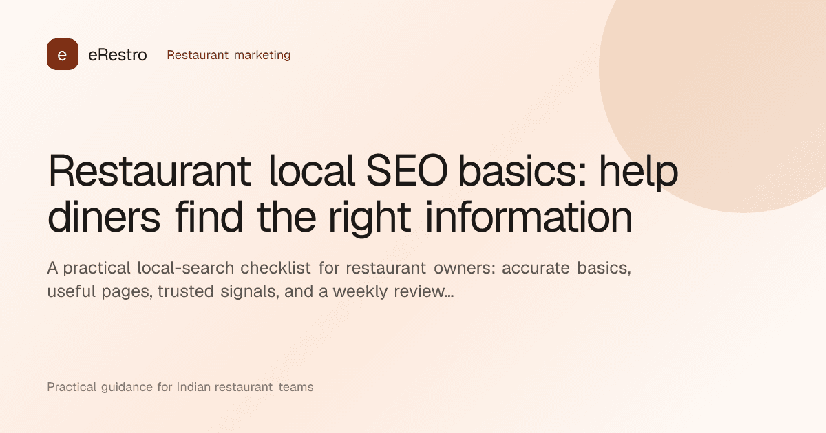 eRestro guide illustration: Restaurant local SEO basics: help diners find the right information