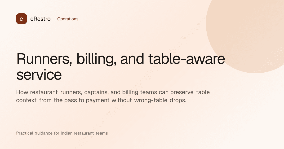 eRestro guide illustration: Runners, billing, and table-aware service