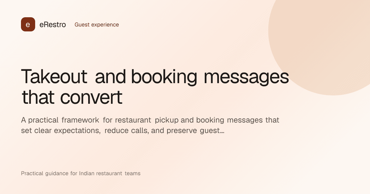 eRestro guide illustration: Takeout and booking messages that convert