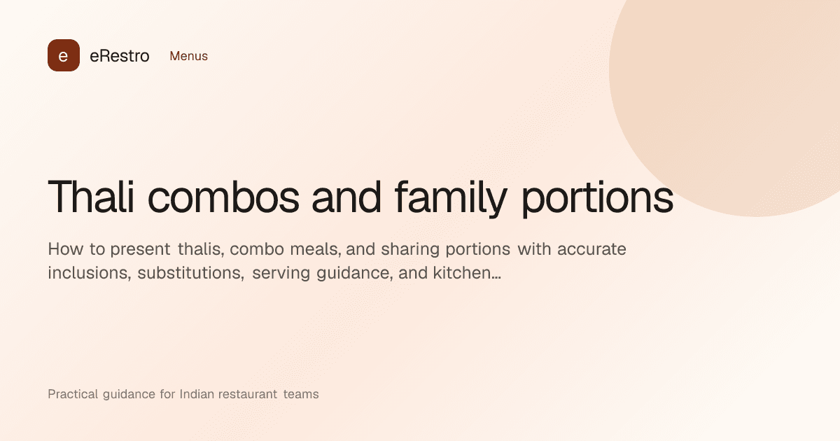 eRestro guide illustration: Thali combos and family portions